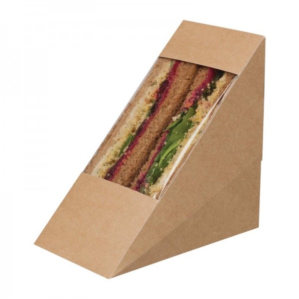 Colpac Zest Kompostierbare Pappboxen für Sandwichecken mit Acetat-Sichtfenster